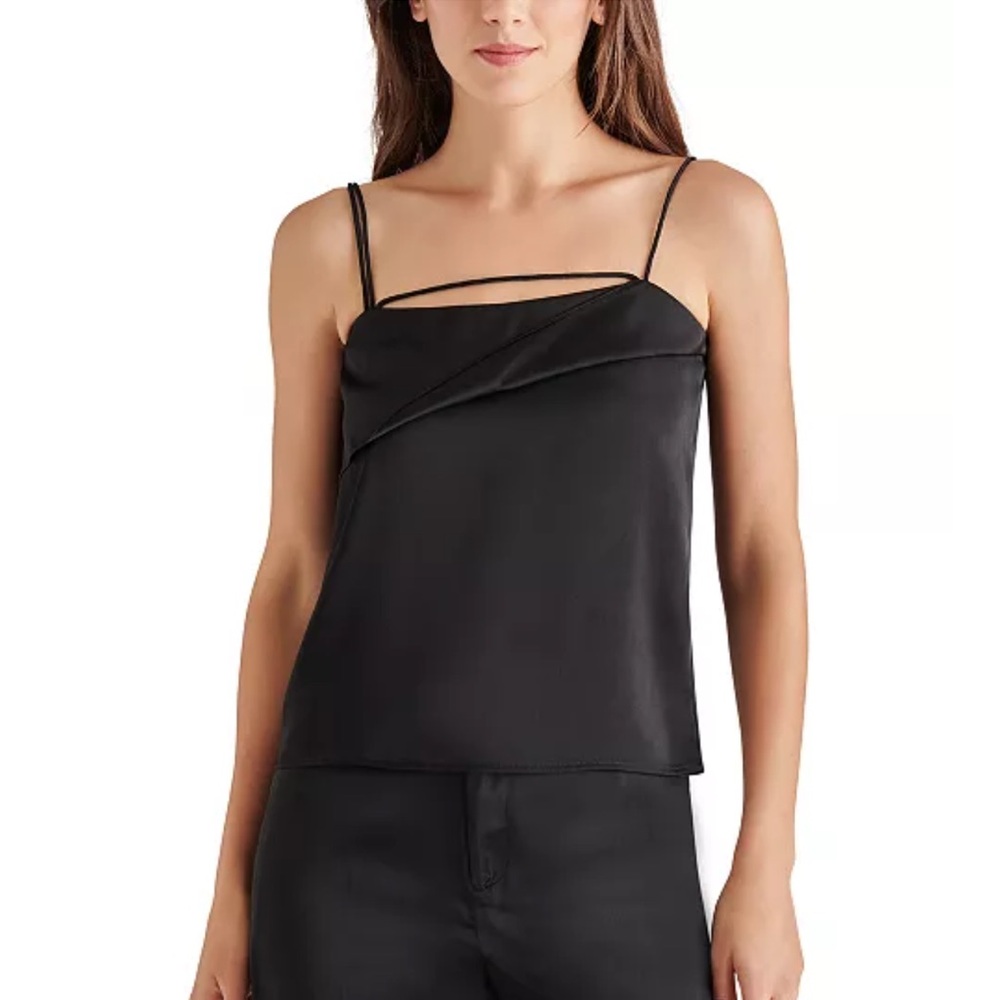 Steve Madden Everly Top in Black XS NWT. Asymmetrical Black Sleeveless Camisole